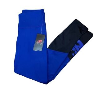 New Balance Bright Blue and Black Women’s High Rise Active Leggings, Size Small
